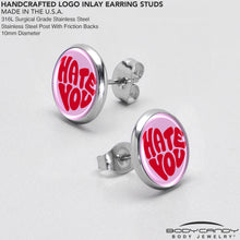 Load image into Gallery viewer, Retro Text Hate You Stud Earrings by Onyx O
