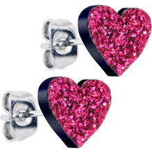 Load image into Gallery viewer, Glitter Heart Stud Earrings - Hypoallergenic
