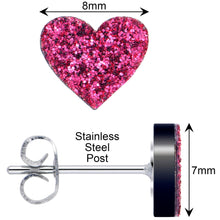 Load image into Gallery viewer, Glitter Heart Stud Earrings - Hypoallergenic
