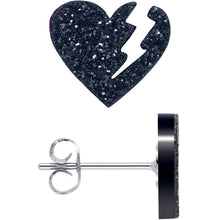 Load image into Gallery viewer, Glitter Heartbreaker Broken Heart Stud Earrings

