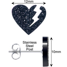 Load image into Gallery viewer, Glitter Heartbreaker Broken Heart Stud Earrings
