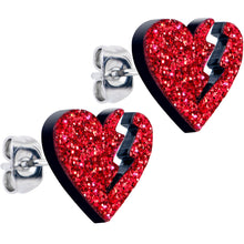 Load image into Gallery viewer, Glitter Heartbreaker Broken Heart Stud Earrings
