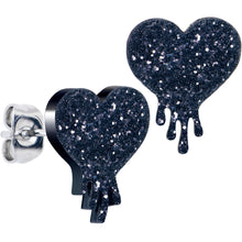 Load image into Gallery viewer, Glitter Melting Heart Stud Earrings
