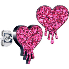 Load image into Gallery viewer, Glitter Melting Heart Stud Earrings
