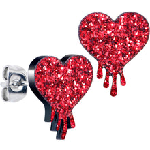 Load image into Gallery viewer, Glitter Melting Heart Stud Earrings
