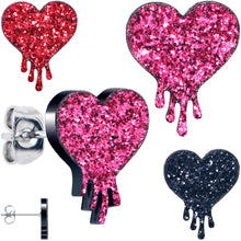Load image into Gallery viewer, Glitter Melting Heart Stud Earrings
