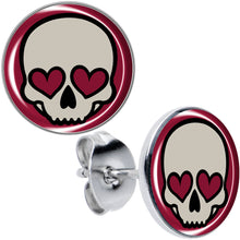 Load image into Gallery viewer, Valentine Heart Skull Stud Earrings
