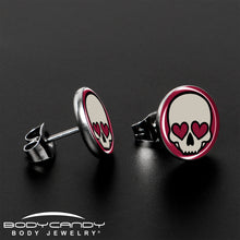 Load image into Gallery viewer, Valentine Heart Skull Stud Earrings
