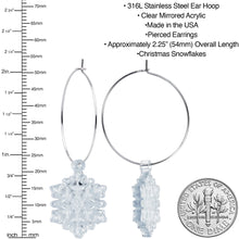 Load image into Gallery viewer, Ice Clear Winter Snowflake Hoop Earrings
