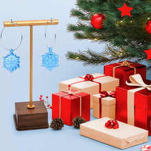 Load image into Gallery viewer, Ice Blue Winter Snowflake Hoop Earrings

