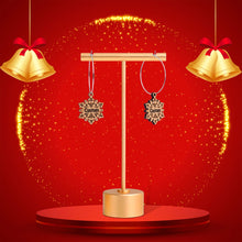 Load image into Gallery viewer, Custom Natural Wood Snowflake Personalized Hoop Earrings
