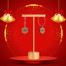 Load image into Gallery viewer, Natural Wood Snowflake Hoop Earrings
