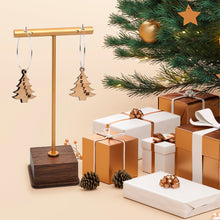 Load image into Gallery viewer, Custom Natural Wood Christmas Tree Personalized Hoop Earrings
