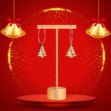 Load image into Gallery viewer, Custom Natural Wood Christmas Tree Personalized Hoop Earrings
