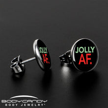 Load image into Gallery viewer, Jolly AF Festive Holiday Christmas Stud Earrings by Onyx O
