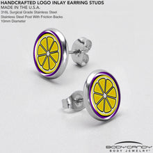 Load image into Gallery viewer, Yellow Slice of Lemon Stud Earrings by Onyx O
