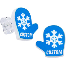 Load image into Gallery viewer, Custom Holiday Mittens Personalized Stud Earrings
