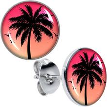 Load image into Gallery viewer, Red Sunset Palm Tree Stud Earrings by Onyx O
