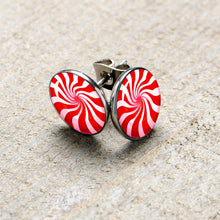 Load image into Gallery viewer, Holiday Peppermint Candy Stud Earrings
