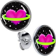Load image into Gallery viewer, Heart Planet Stud Earrings by Onyx O
