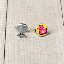 Load image into Gallery viewer, Pink Ducky Stud Earrings by Onyx O
