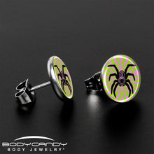 Load image into Gallery viewer, Psychedelic Spider Stud Earrings by Onyx O

