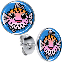 Load image into Gallery viewer, Swimming Pink Pufferfish Stud Earrings by Onyx O
