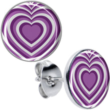 Load image into Gallery viewer, Purple Retro Heart Stud Earrings by Onyx O
