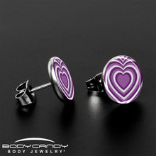 Load image into Gallery viewer, Purple Retro Heart Stud Earrings by Onyx O

