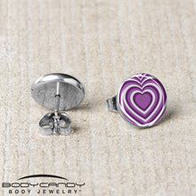 Load image into Gallery viewer, Purple Retro Heart Stud Earrings by Onyx O
