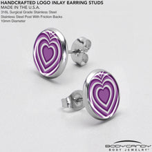 Load image into Gallery viewer, Purple Retro Heart Stud Earrings by Onyx O
