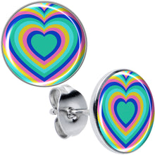 Load image into Gallery viewer, Rainbow Retro Heart Stud Earrings by Onyx O
