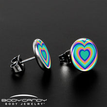 Load image into Gallery viewer, Rainbow Retro Heart Stud Earrings by Onyx O
