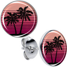 Load image into Gallery viewer, Palm Tree Retro Sunset Stud Earrings by Onyx O
