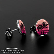 Load image into Gallery viewer, Palm Tree Retro Sunset Stud Earrings by Onyx O
