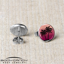 Load image into Gallery viewer, Palm Tree Retro Sunset Stud Earrings by Onyx O

