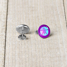 Load image into Gallery viewer, Purple Nautical Sand Dollar Stud Earrings by Onyx O
