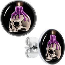 Load image into Gallery viewer, Burning Skull Candle Stud Earrings by Onyx O
