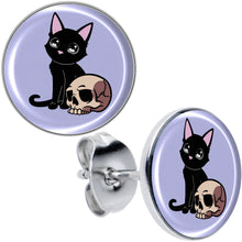 Load image into Gallery viewer, Skull Cat Stud Earrings by Onyx O
