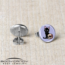 Load image into Gallery viewer, Skull Cat Stud Earrings by Onyx O
