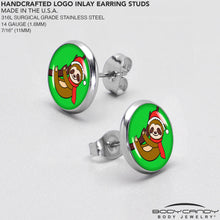 Load image into Gallery viewer, Holiday Santa Sloth Stud Earrings by Onyx O
