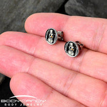 Load image into Gallery viewer, Christmas Holiday Spooky Snowman Stud Earrings by Onyx O
