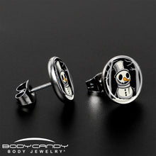 Load image into Gallery viewer, Christmas Holiday Spooky Snowman Stud Earrings by Onyx O
