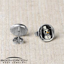 Load image into Gallery viewer, Christmas Holiday Spooky Snowman Stud Earrings by Onyx O
