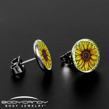 Load image into Gallery viewer, Blossom Creation Yellow Sunflower Stud Earrings by Onyx O
