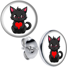 Load image into Gallery viewer, Valentine Cat Stud Earrings by Onyx O
