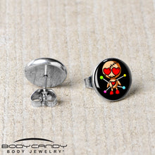 Load image into Gallery viewer, Valentine Heart Voodoo Doll Stud Earrings
