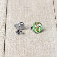 Load image into Gallery viewer, Waving Cat Stud Earrings by Onyx O

