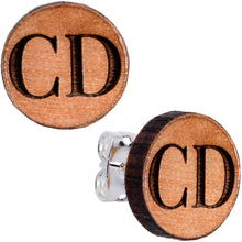 Load image into Gallery viewer, Custom No 1 Earrings Wood Initial Personalized Stud Earrings
