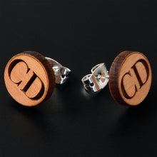 Load image into Gallery viewer, Custom No 1 Earrings Wood Initial Personalized Stud Earrings
